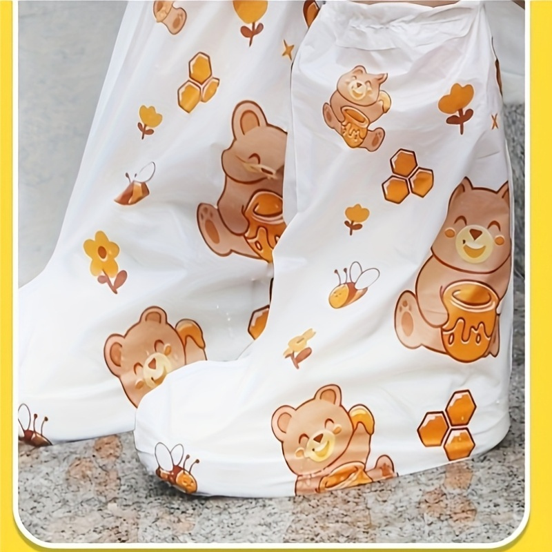 Cycling Shoes For Commute - 10pc Bear Cartoon Printed Shoe Covers