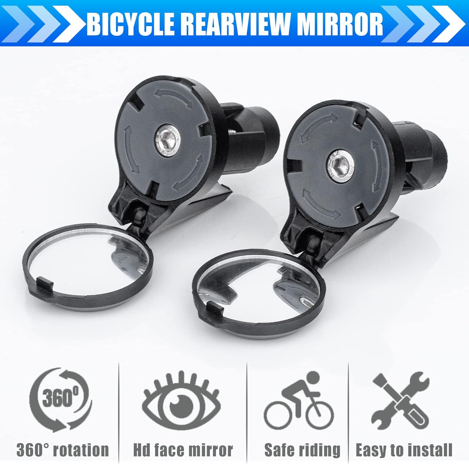 1/2pcs Bicycle Rearview Mirror - Mirror Handlebar Convex 评论和价格