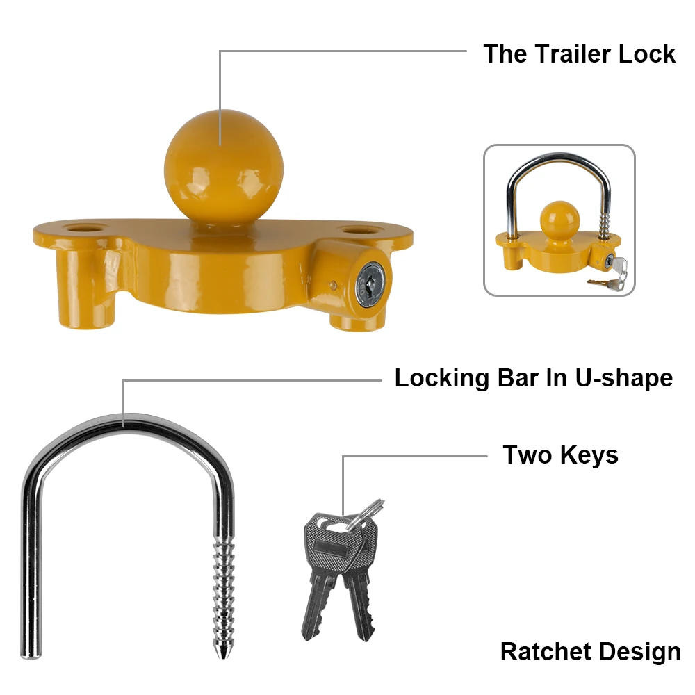 Tow Ball Security Anti-Theft T - U Lock Heavy Duty 评论和价格