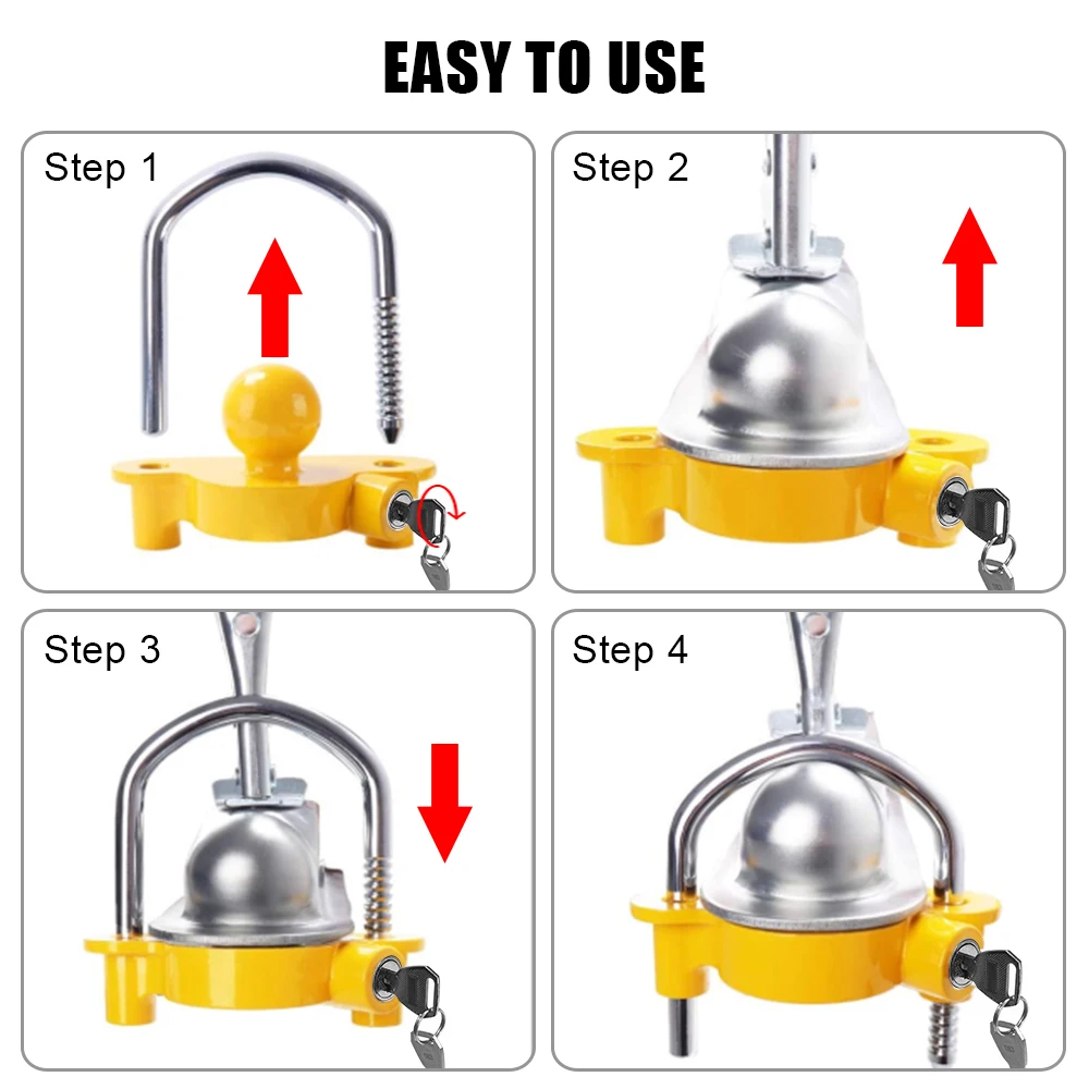 Tow Ball Security Anti-Theft T - U Lock Heavy Duty 评论和价格