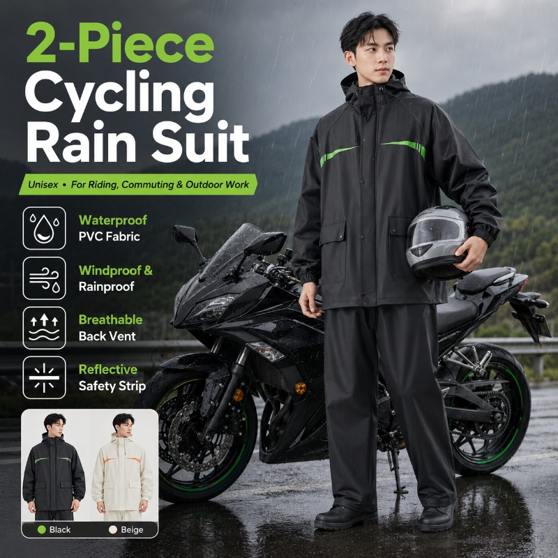 Unisex 2-Piece Waterproof Cycl - Cycling Commute In Rain 评论和价格