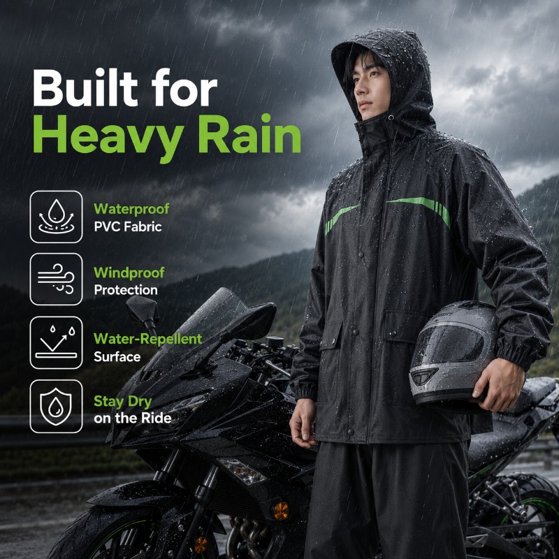 Unisex 2-Piece Waterproof Cycl - Cycling Commute In Rain 评论和价格